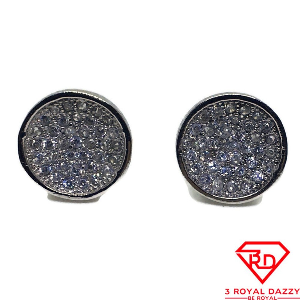 Concave Circle White CZ stud Earring 14k gold
